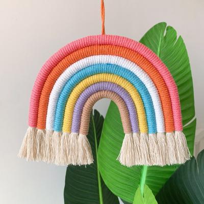 China Colorful Boho Macrame Tapestry Wall Hanging Nursery Traditional Handmade Playroom Decor For Kids Room for sale