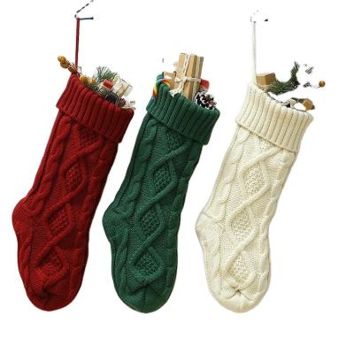 China Holiday Decorations Extra Large 46cm Unique Christmas Decor Bags Ornament Decorations Knitted Christmas Stockings For Family Holidays for sale