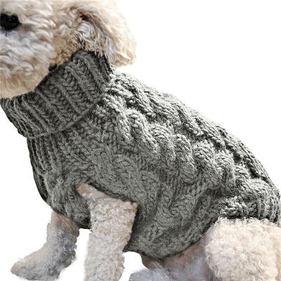 China Small Dog Puppy Classic Winter Cable Knit Turtle Neck Apparel Clothes Sweater Knitwear Coat for sale