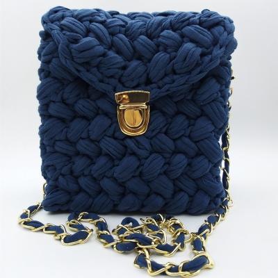 China Fashion Eco-Friendly Women Crochet Handmade Clutch Sling T-shirt Yarn Shoulder Purse Cross - Body Bag for sale