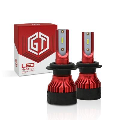 China Aluminum Mini Auto LED Car Headlight With Fan CSP 1860 H7 LED Headlamp Red Housing Bulb for sale