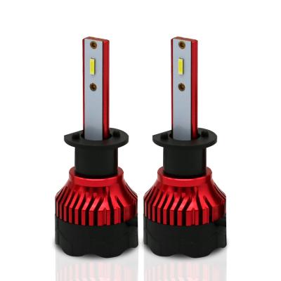 China Universal Motorcycle Aluminum Headlight With Fan Red Aluminum Housing 6000K 360 Degree H1 Led Car Lights Headlamp for sale