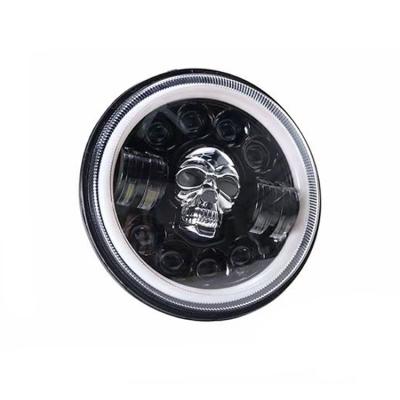 China RGB Skull Light LED Skull Light For JK 12V 24V High Lumen 7000K 80W DC With 7 Inch Angle Eye Led Headlight for sale