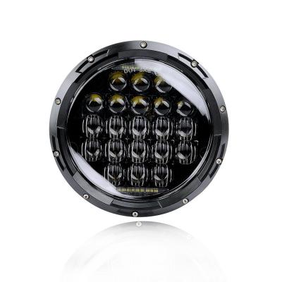 China Polycarbonate Headlight Auto Led Headlight For Car Black High Power 126W 7inch Aluminum Housing Round Led Headlight for sale