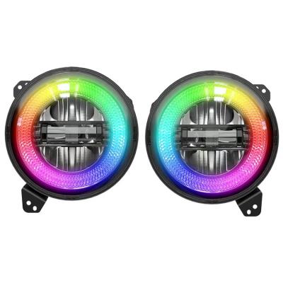 China Integrated EMC LED light headlight for car and 2018 to 2019 JL with double beam canbus 9inch RGB headlight for sale