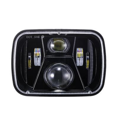 China LED headlight car auto headlight led waterproof IP67 dc 12 volt 55 watt double beam 5x7 inch rectangular headlight for sale