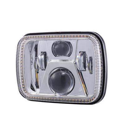 China Good Quality LED Headlight Car Headlamp With White And Yellow Halo Ring High And Ground Beam 5x7 Inch Headlamp for sale