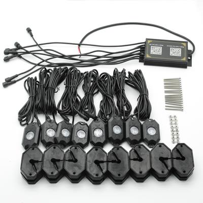 China Super Bright Led Rock Light RGB Rock Lights 8 Pods For Vehicle 12V 24V App Control Offroad Color Rock Light for sale