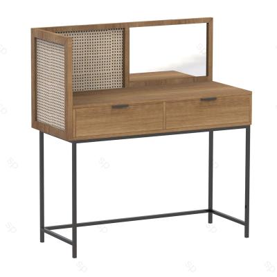 China Latest Design PB Dressing Table with Mirror and Rattan Bedroom Furniture Rattan Dressing Table for sale