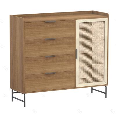 China Nordic Modern Latest Design Living Room PB Chest Drawers Storage Cabinet Rattan Furniture for sale