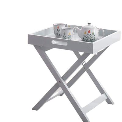 China Latest Design Folding Butlers Side Table With Removable Food Serving Tray Portable MDF Folding Tray Table for sale