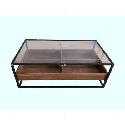 China Industrial Style Living Room Metal Frame Storage Tray Coffee Table With Storage Tray for sale