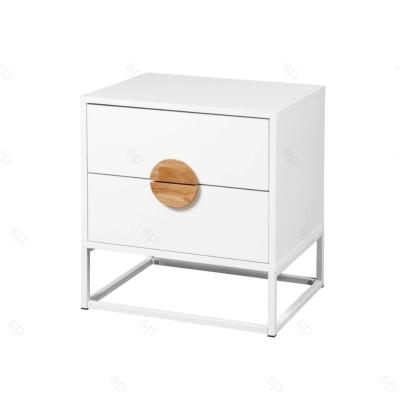 China KD Metal Leg White Drawers Wooden Bedside Tables Nightstand Storage Drawer Cabinet New for sale