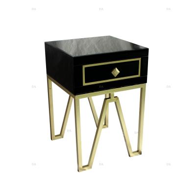 China Convertible Modern Luxury Black Mirror Bedside Table Night Stand Nightstand Side Table for sale