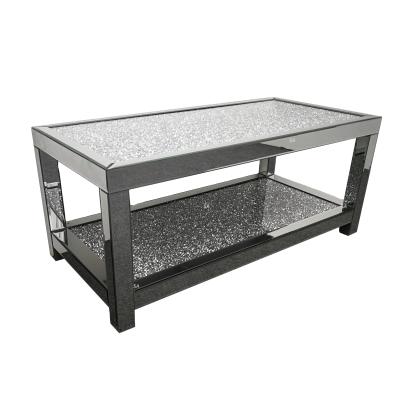 China Contemporary Home Mirrored Diamond Furniture Living Room Square Crushed Coffee Table for sale