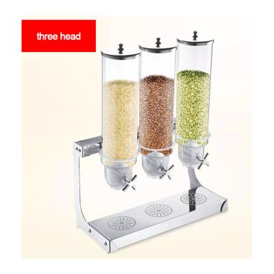 China Different Types Eco-friendly Triple Dry Cereal Dispenser Candy Nut Stainless Steel Bulk Acrylic Food Cereal Dispenser for sale