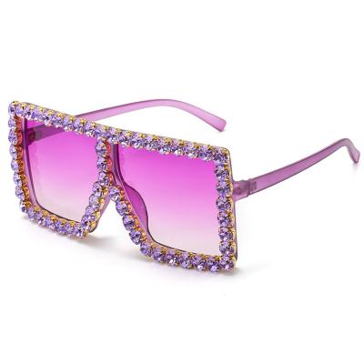 China Fashion sunglasses shape women bling square crystal diamond sun glass bling oversized rhinestone shades sunglasses for sale