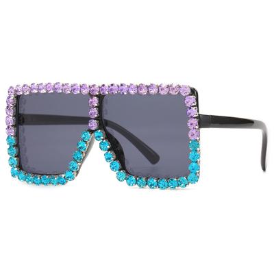 China Fashion Sunglasses Wholesale 2021 New Fashion Oversized Children's Double Color Diamond Rhinestone Bling Sunglasses MOM for sale