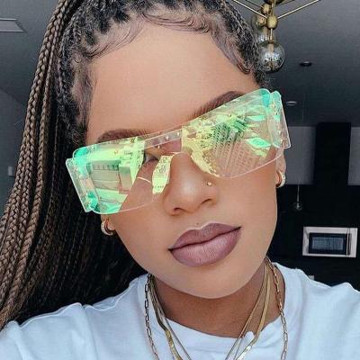 China Sunglasses for Women Colorful Rimless Square Luxury Brand Sunglasses Trendy Gradient Oversized Shades Rivet Sun Glasses 2021 for sale