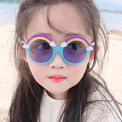 China 2021 Korean Fashion Eyewear Robin Eyewear Korean Fashion Cute Glass Kids Rainbow Cartoon Decorative Sunglasses for sale