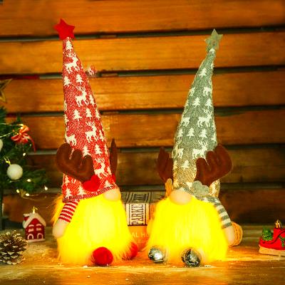 China Trendy Gnome Christmas Decorations With LED Light Tomte Plush Gnomes Santa Elf Table Ornaments For Handmade Swedish Holiday Decor Gift for sale