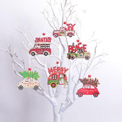 China New 2021 Fashionable Christmas Car Christmas Tree Set Wooden Small Pendant Christmas Tree Decorated for sale