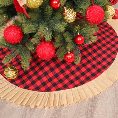 China Fashionable Red Ruffle Plaid 47 Inch Christmas Tree Skirt Christmas Tree Skirt Decorations for sale