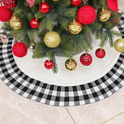 China Black and White Shopping Mall Christmas Tree Decoration Plaid Tree Apron Christmas Tree Skirt for sale