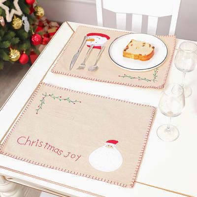 China Sustainable Christmas Table Mat Sets Dining Modern Linen Snowman Old Man Christmas Decor Table Mats for sale