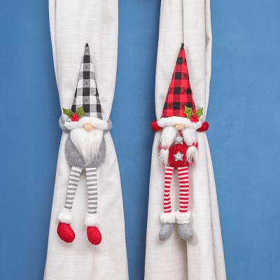 China New Christmas Fashionable Hat Faceless Doll Plaid Decoration Nordic Style Gnome Curtain Buckle 19inch for sale