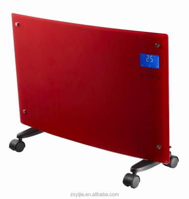 China Best Selling Curved Electric Hotel Panel Convector Glass Heater With X Shaped Aluminum 24h Timer for sale