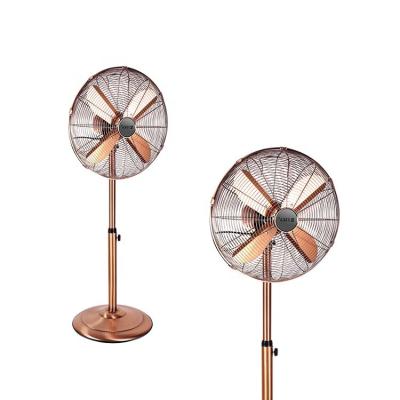 China Metal Body Round Metal Bronze Base 4 Blades Electric Stand Fan With Swing for sale