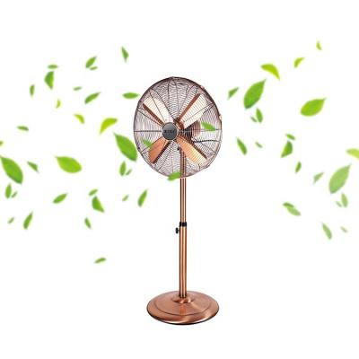 China Hot Metal Body Style 50W Makers Metal Fan 4 Blades Chromed Bronze 18 Inch Electric Stand Fan for sale