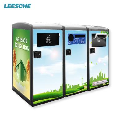 China Sustainable Waste Management Solution Three Cabinets Solar Powered Waste Compactor Intelligent Trash Bin for sale