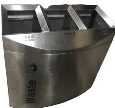 China Durable Black Stainless Steel 3 Compartment Garbage Bin Indoor Trash Bin Recycle Garbage Bin for sale