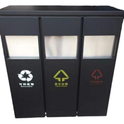 China Sustainable combination of black trash can, trash separator, trash can and recycle bin for sale