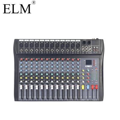 China ELM 12 Channel Mixer Metal Outdoor Family KTV Sound Console USB Audio Mixer Performance for sale