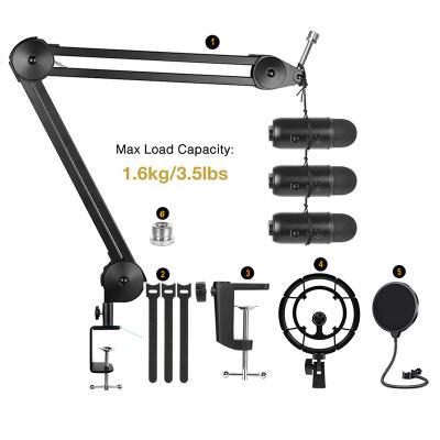 China Factory Wholesale Shock Mount Microphone Stand Up Heavy Duty Adjustable Suspension Arm With Coilover Noise Filter And Shock BM35D for sale