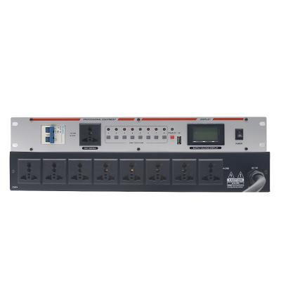 China One Button Per Function 8 Way Power Sequencer Rack Module Cabinet PDU Rack Unit Box Stage 10 Channel Power Distribution System for sale