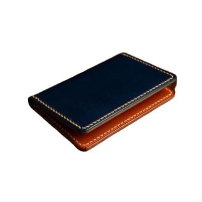 China RFID Front Pocket Minimalist Vegetable Tanned Luxury Bifold Grain Leather Full Polished Finish Slim Wallet for sale