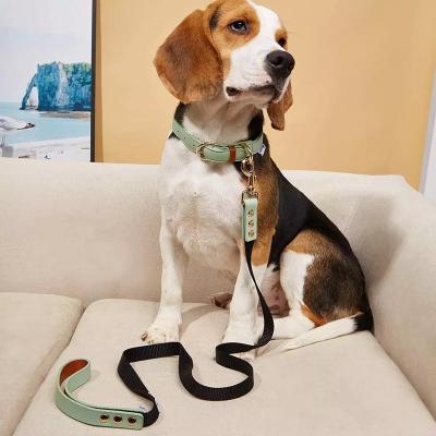 China Custom Classic Anti-lost Vegan Dog Pu Dog Collar Soft Luxury Adjustable Personalized Leather Collar and Leash for sale