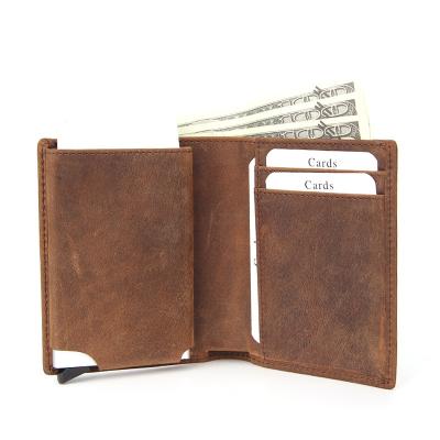 China RFID Men's Front Pocket Wallet Slim ID Window Card Case With RFID Blocking Small Size, Mature Style Minimalist Fold Purse for sale