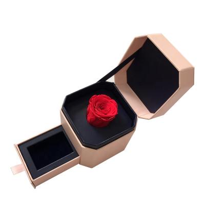 China Handmade Sliding Jewelry Ring Box Gift Jewelry Box Drawer Wedding Jewelry Rose Box for sale