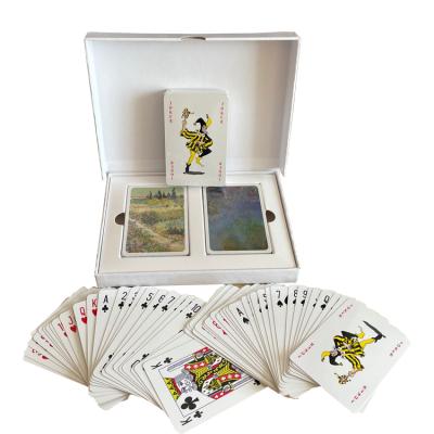 China Double Deck Customized Good Quality Paper 300gram Art Paper Game Cards Game Poker Set Poker Cards With Box for sale