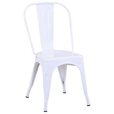 China Free Sample Tolix Outdoor Stackable Restaurant Chair Iron+Powder Coating Simple Design White Painting Metal Dining Chair For Sale for sale