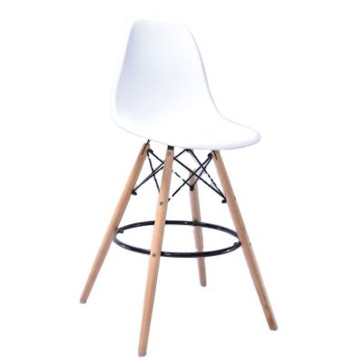 China Manufacturer Cheap Price Supply Modern Professional Modern Bar Chair White PP Plastic Wooden Legs Seat Bar Stools On Sale for sale