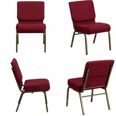 China Modern Wholesale China Hot Sale Cheap Metal Used Red Church Chairs With Bookrack for sale