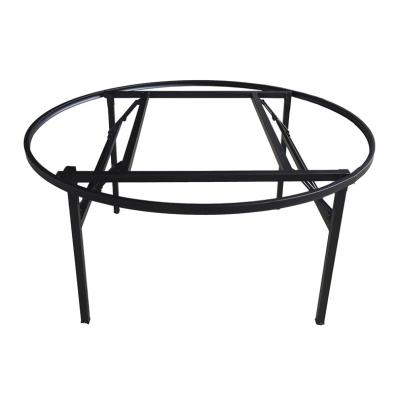 China Modern Wholesale Cheap Price Table Good Quality 10 People Used Frame Foldable Round Iron Metal Restaurant Dining Table Foldable Legs for sale