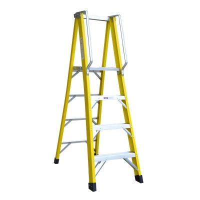 China Folding Ladders Factory direct sale  household fiberglass big platform step ladder with handrail for sale