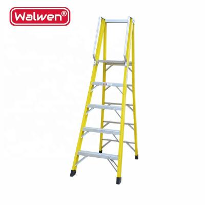 Κίνα Folding Ladders six -step agility pool safety fiberglass step ladder with platform & armrest προς πώληση